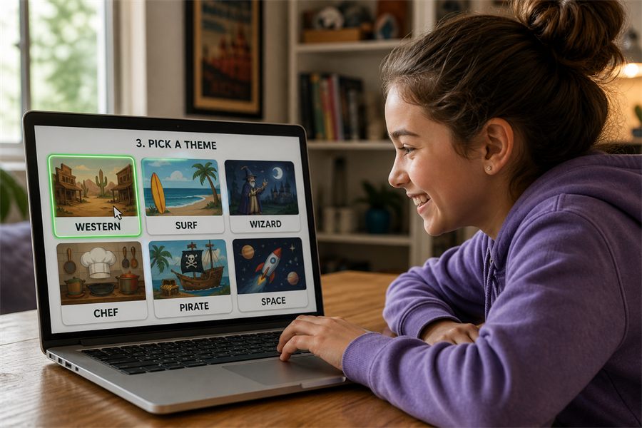 Choosing an idea on a laptop